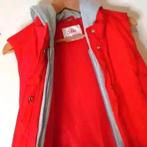 Justice Puffer Vest Girls Cotton Hood Front Zip Red - Picture 6 of 10